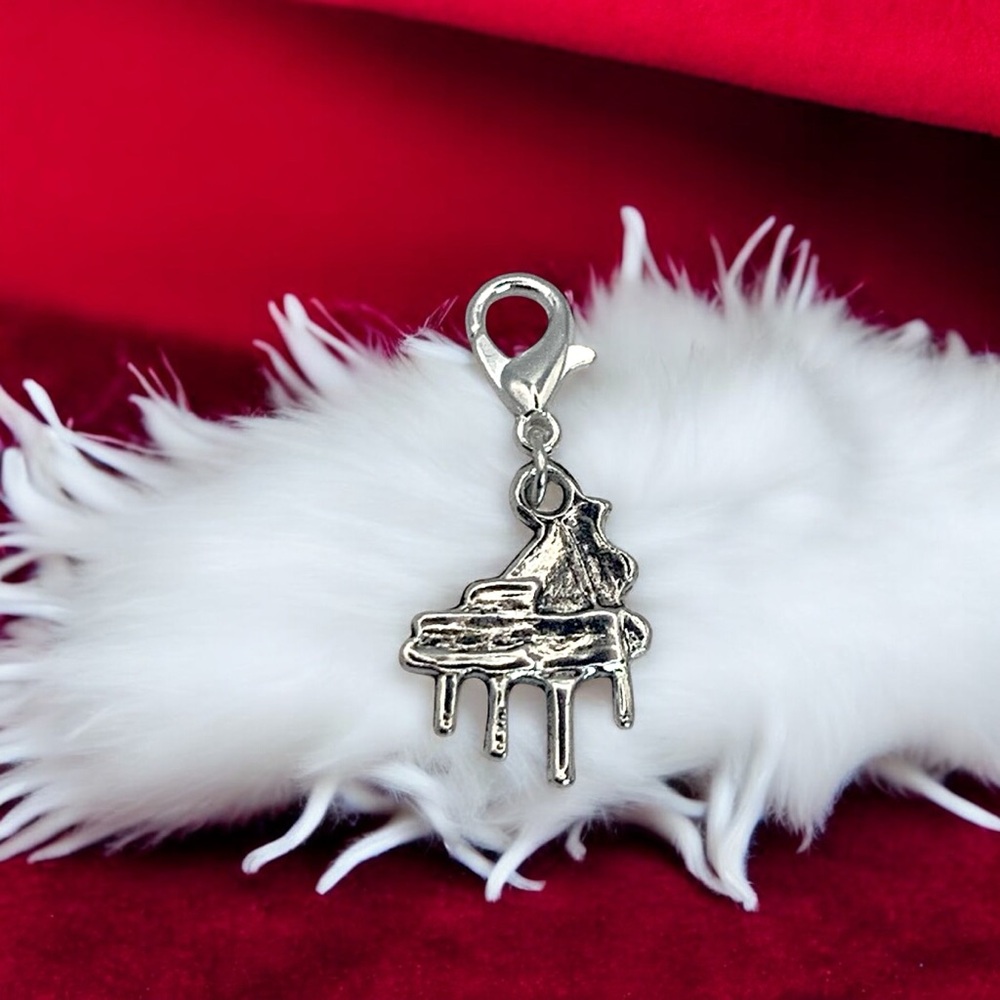 Grand Piano Silver Keychain, Bag, or Back pack Charm